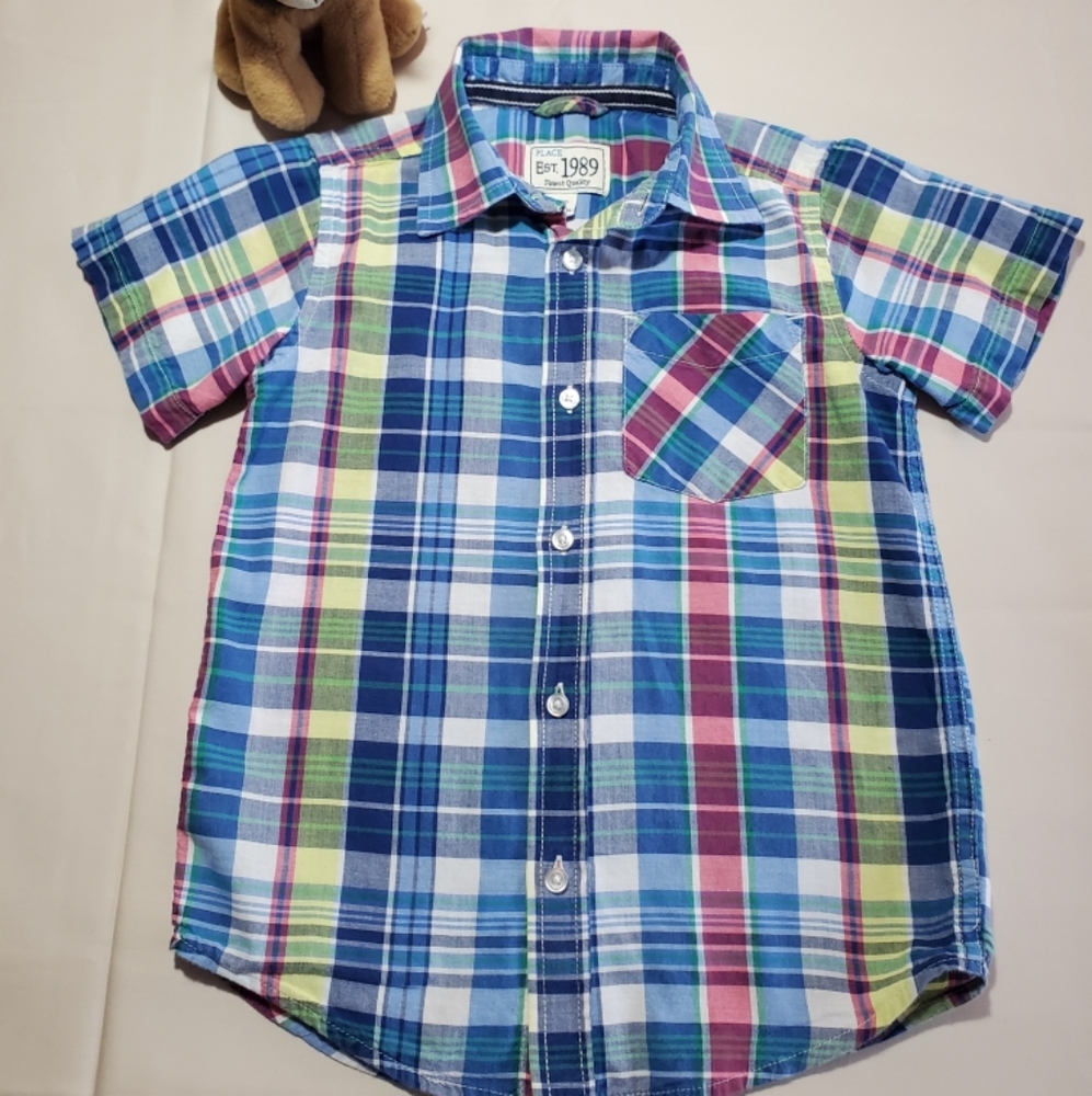 Boys Place Est. 1989 Plaid Button-up